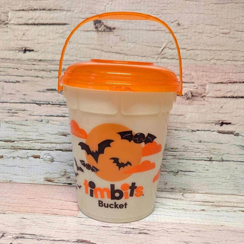 2023 Tim Hortons Timbits Trick Or Treat Halloween Glow In The Dark Bucket Bats